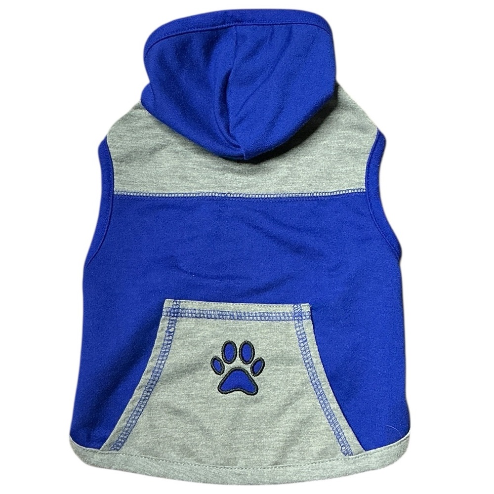 Blue and Gray Dog Hoodie with Paw Print - Picture 2 of 8